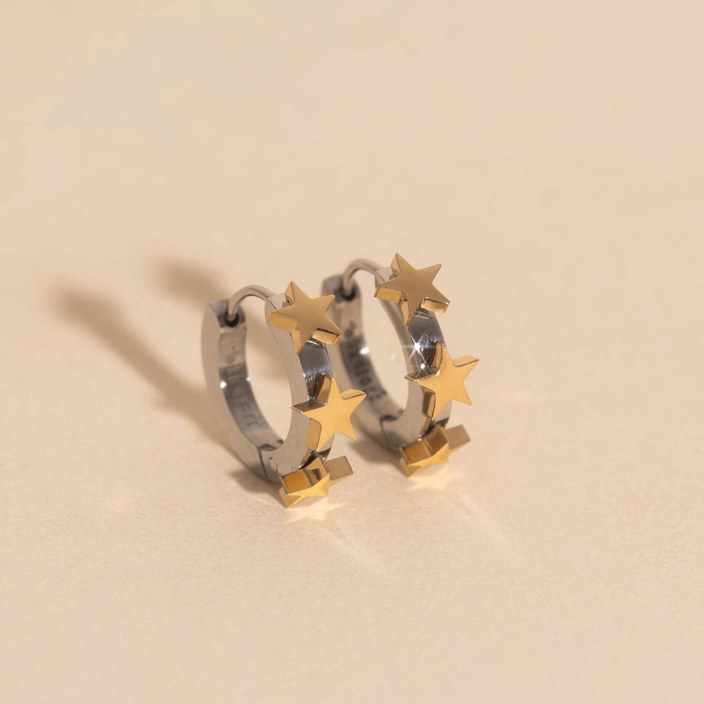 Star 3D Huggie Hoop Earrings