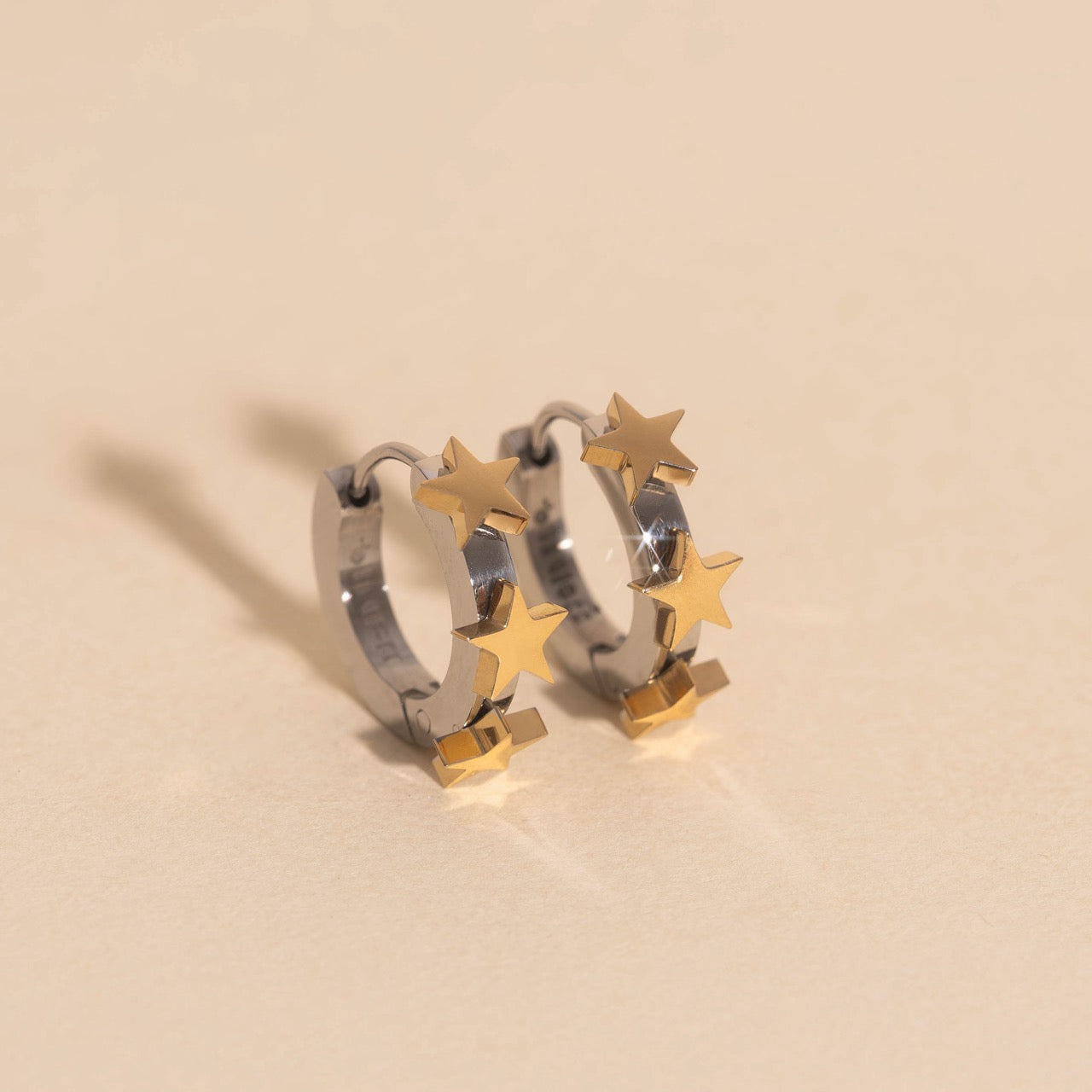 Star 3D Huggie Hoop Earrings