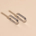 Crystal Oblong Huggie Hoop Earrings