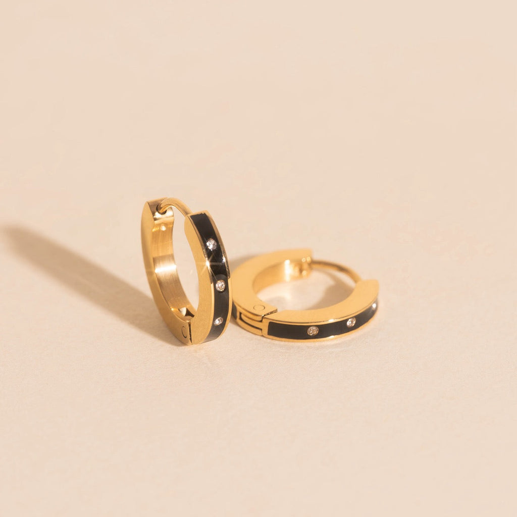 Enamel Crystal Huggie Hoop Earrings