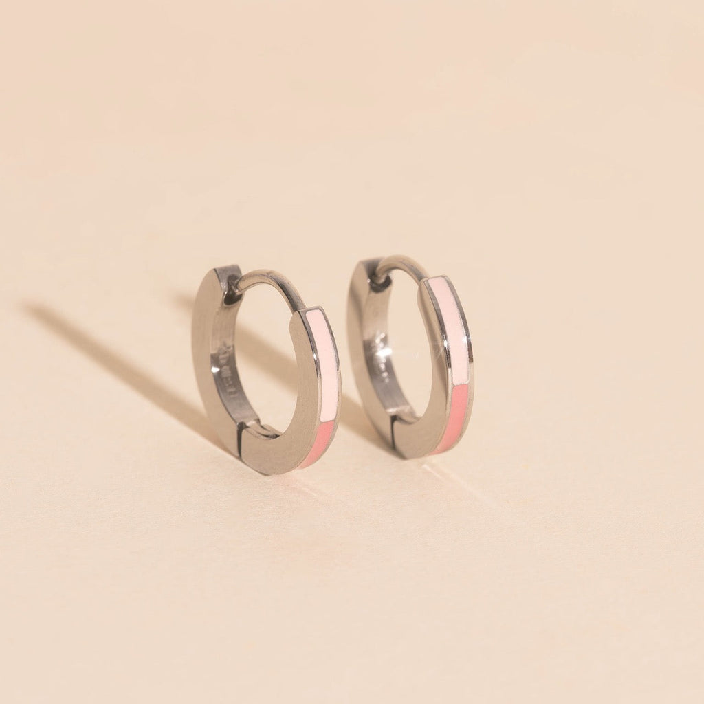 Split Color Huggie Hoop Earrings