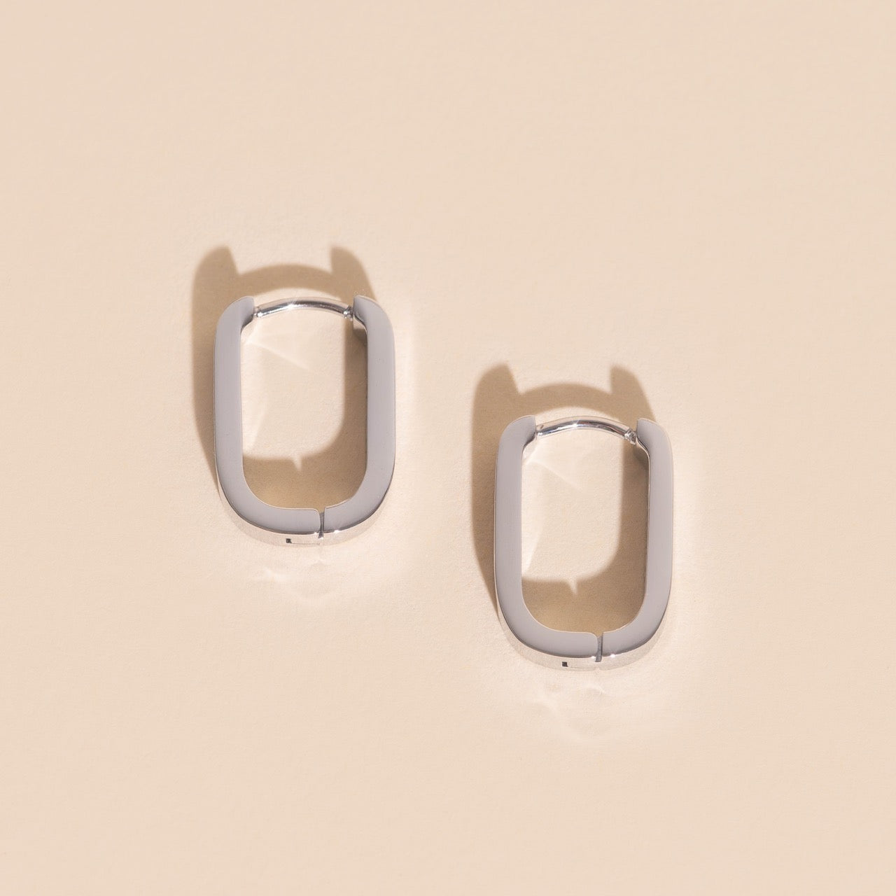 Titanium Smooth Oblong Huggie Hoop Earrings
