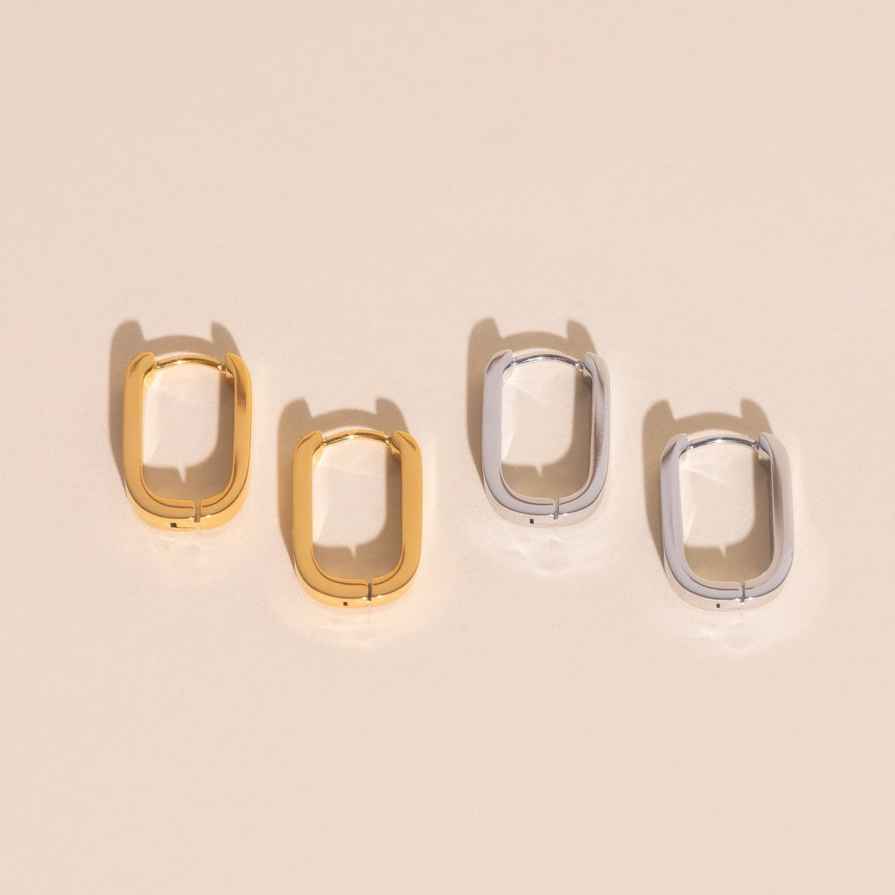 Titanium Smooth Oblong Huggie Hoop Earrings