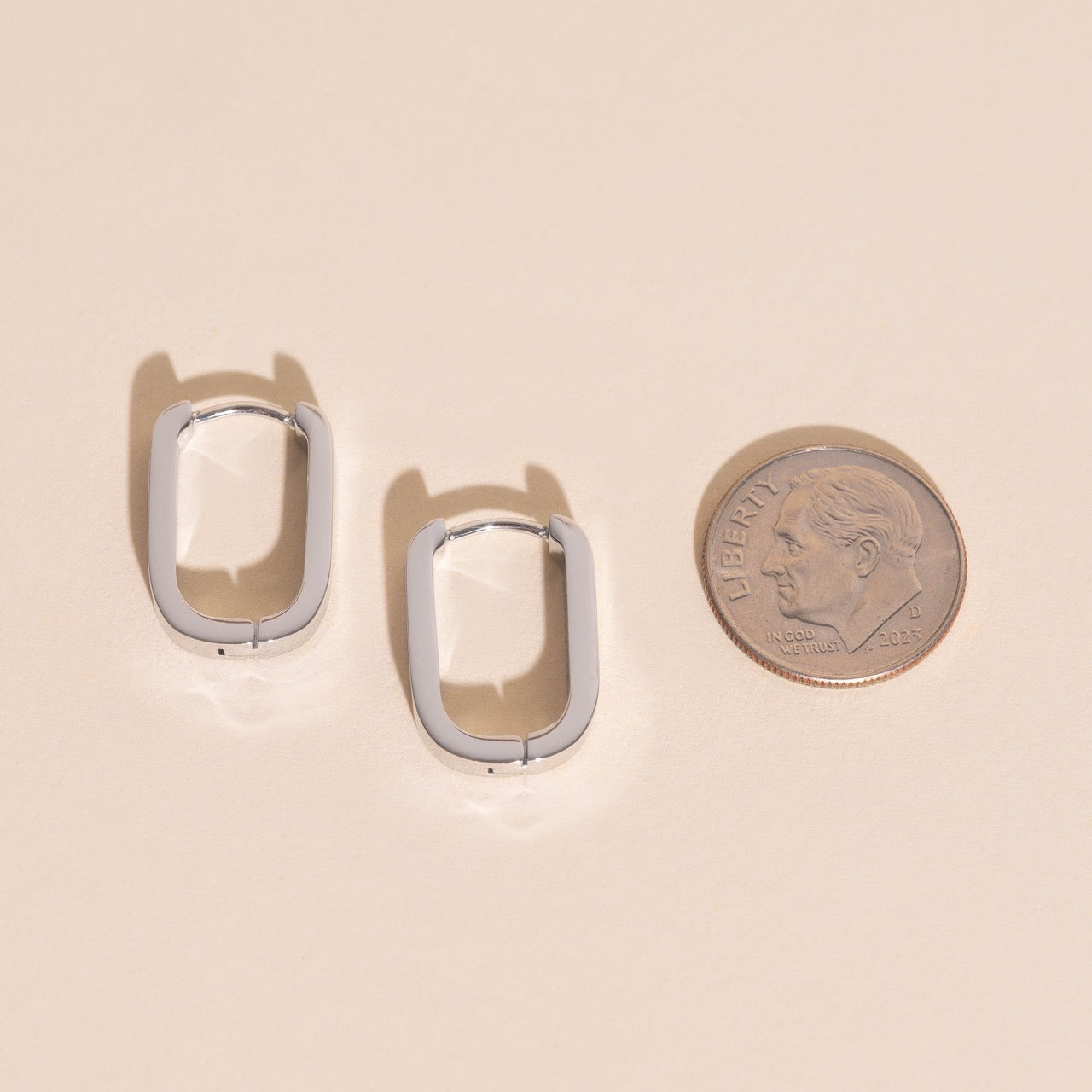 Titanium Smooth Oblong Huggie Hoop Earrings