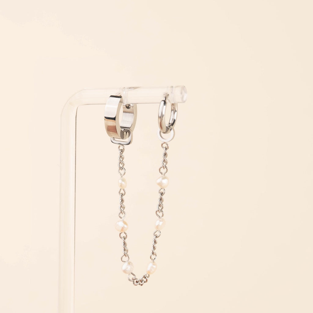 Pearl Chain Huggie Hoop Chains