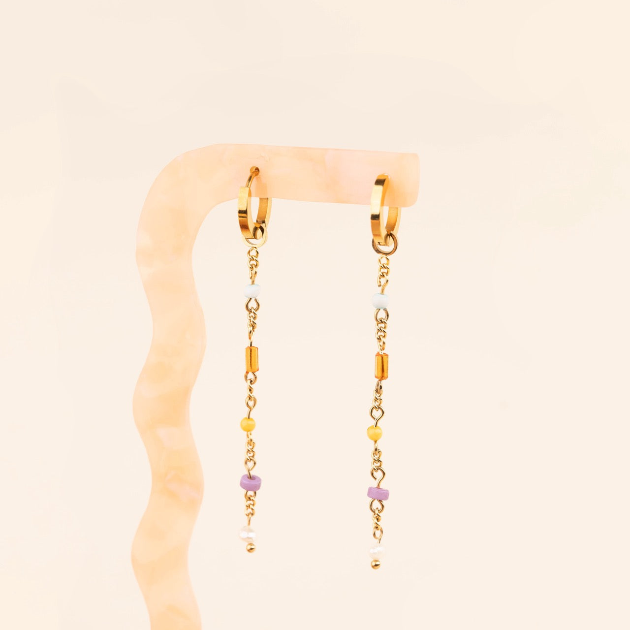 Bead Chain Huggie Hoop Charms