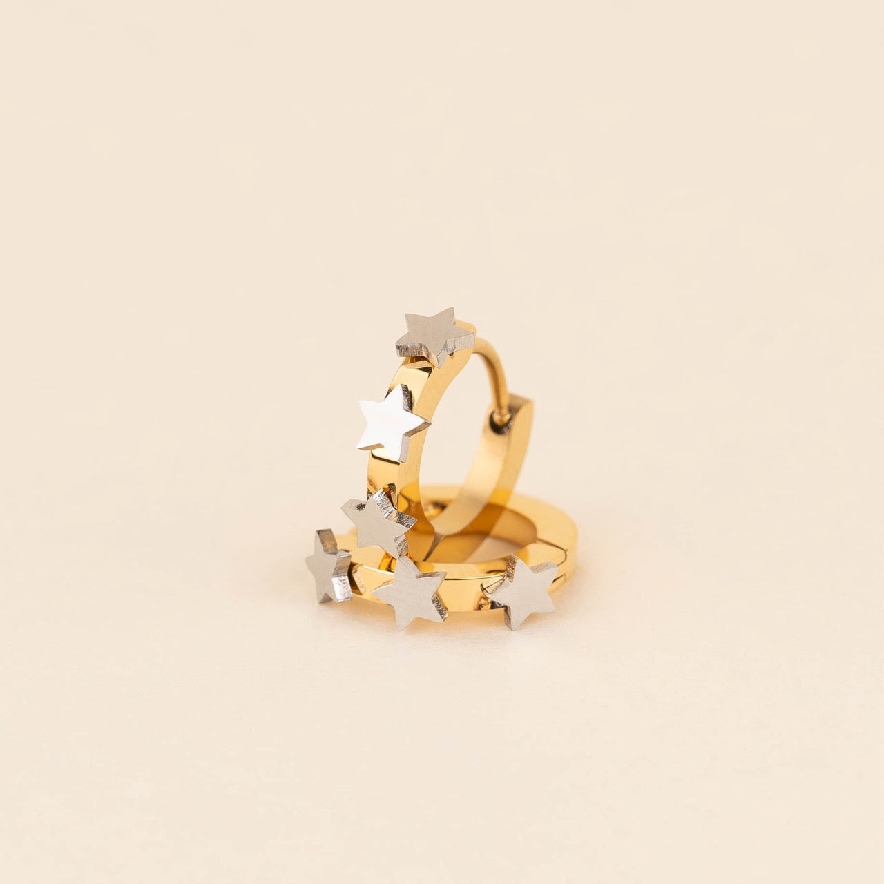 Star 3D Huggie Hoop Earrings