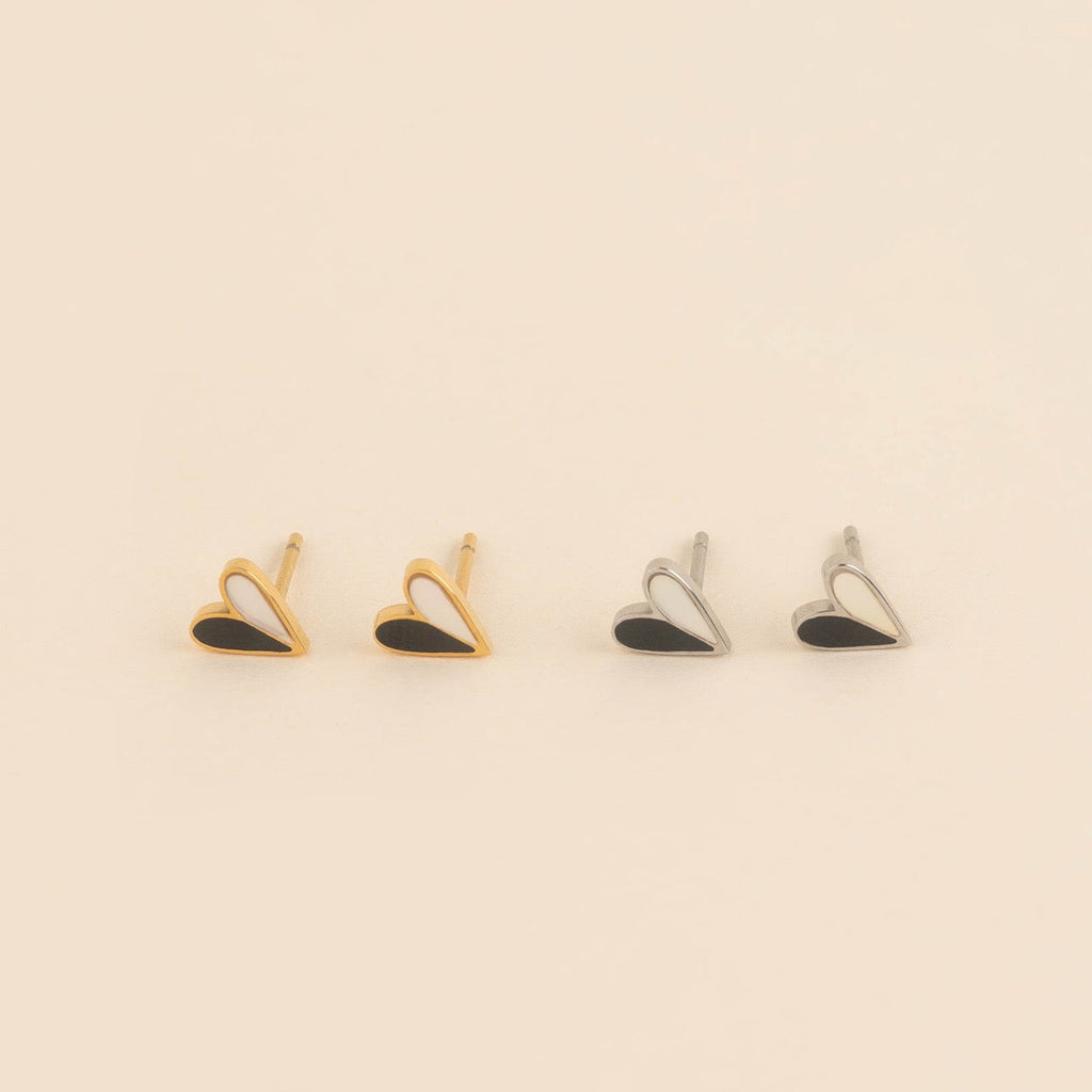 Mini Split Heart Stud Earrings