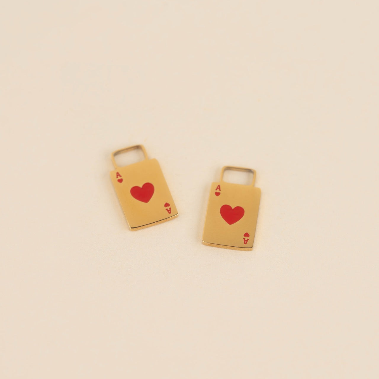Ace of Hearts Chunky Huggie Hoop Charms