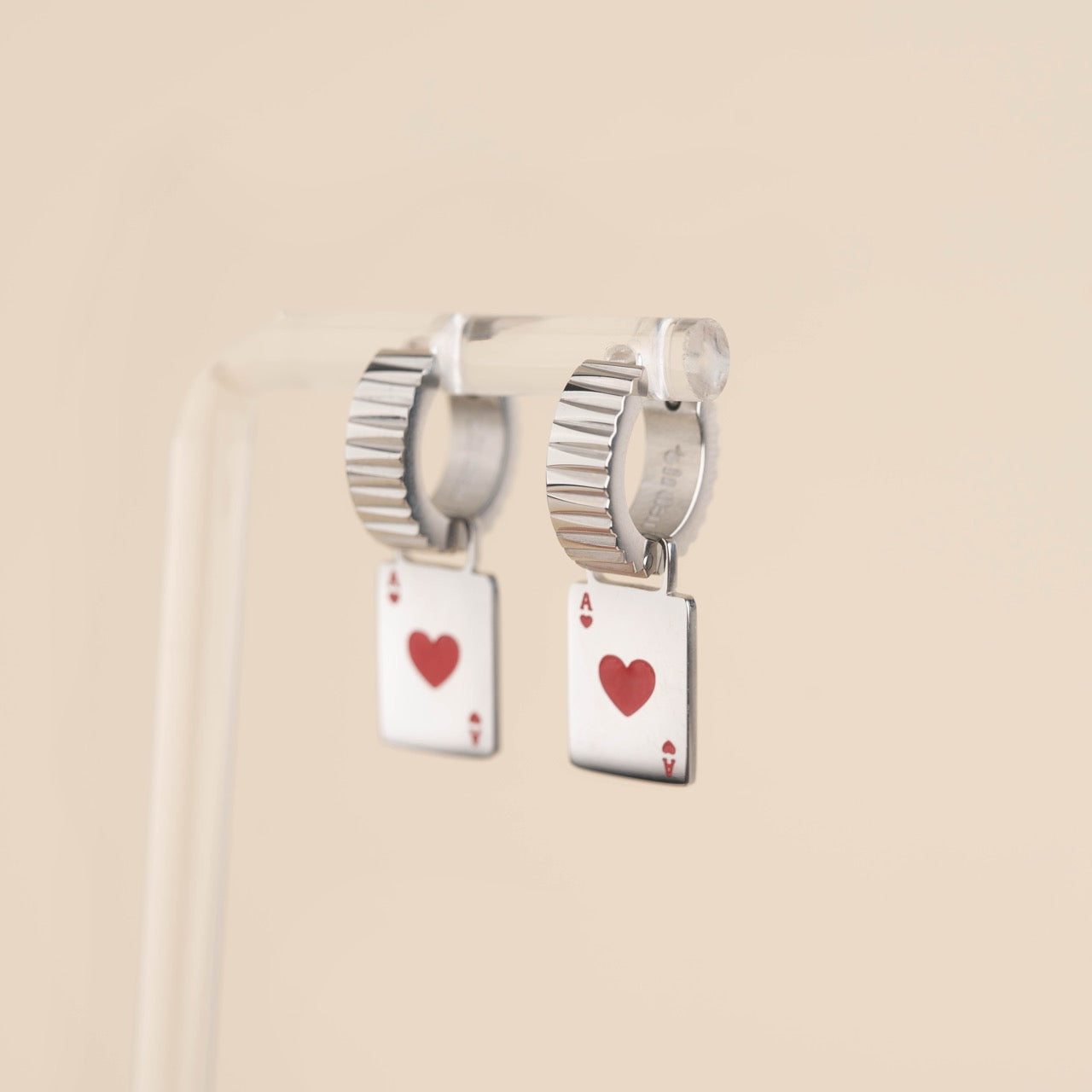 Ace of Hearts Chunky Huggie Hoop Charms