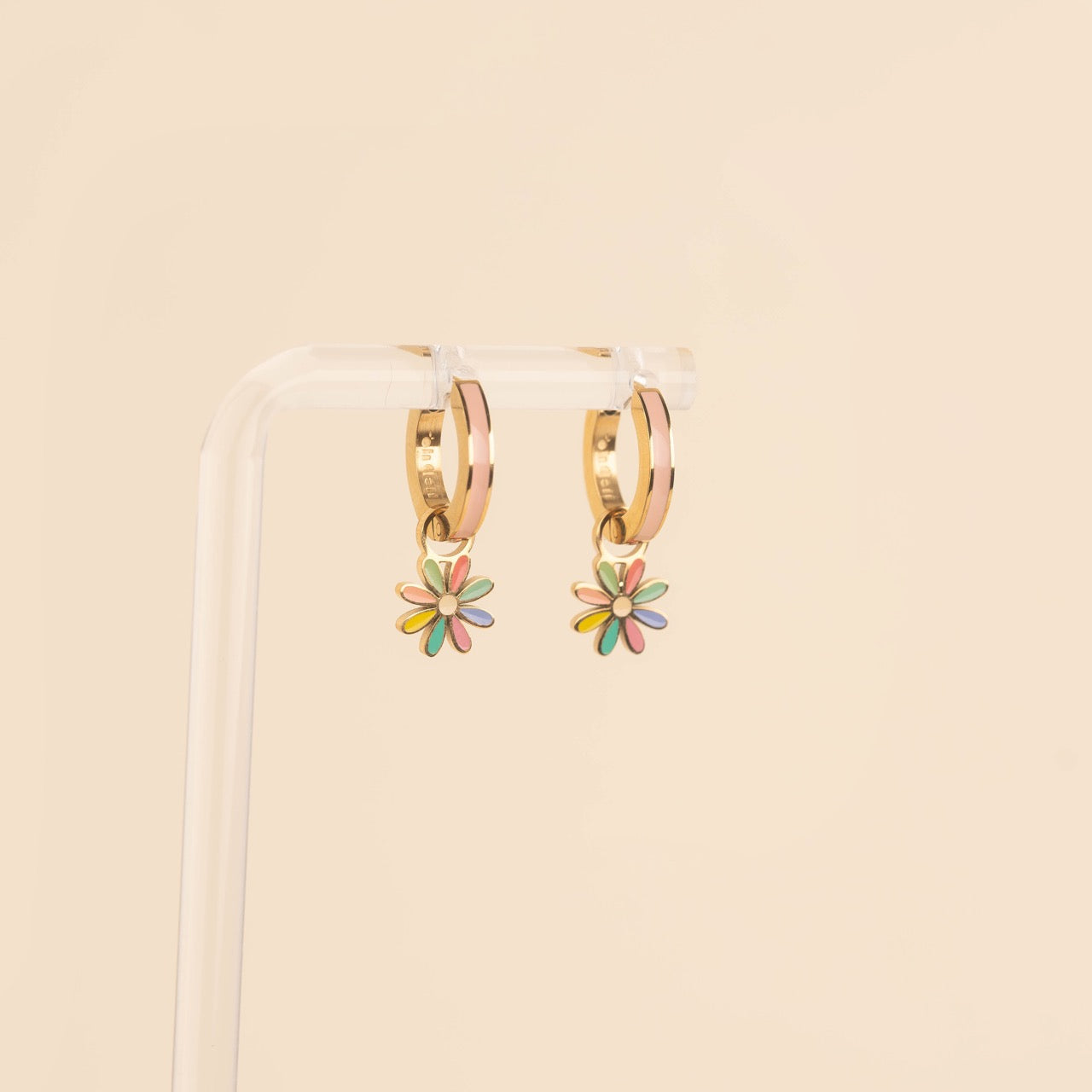 Rainbow Daisy Huggie Hoop Charms