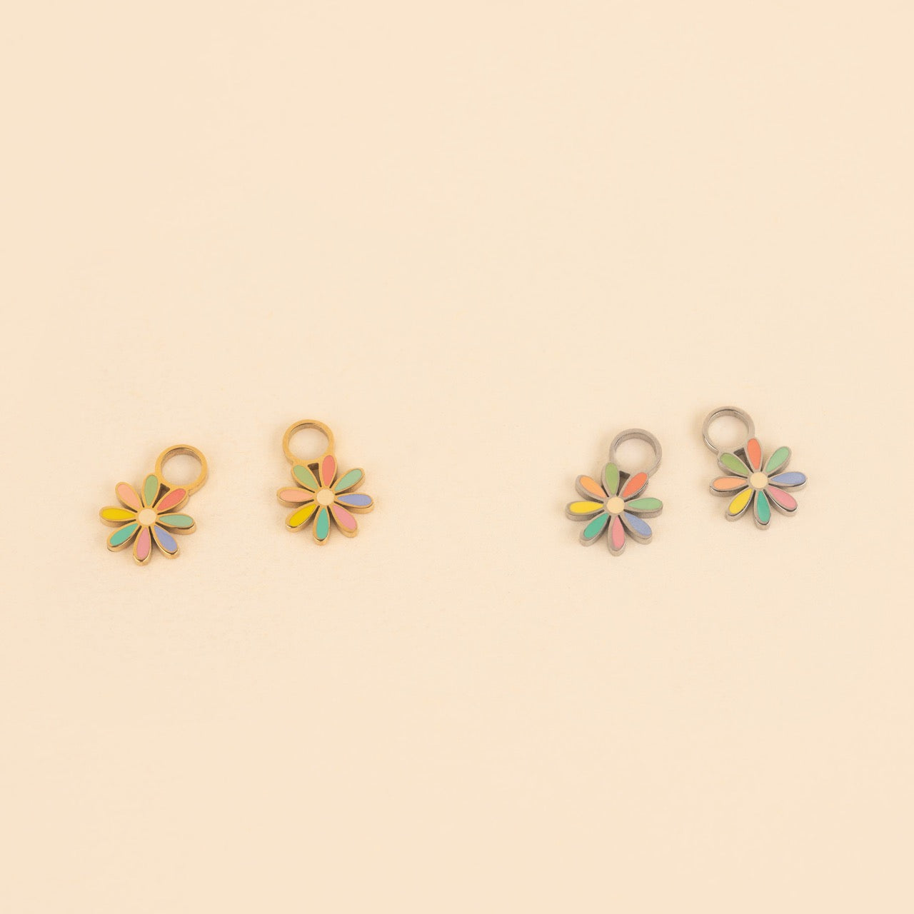 Rainbow Daisy Huggie Hoop Charms