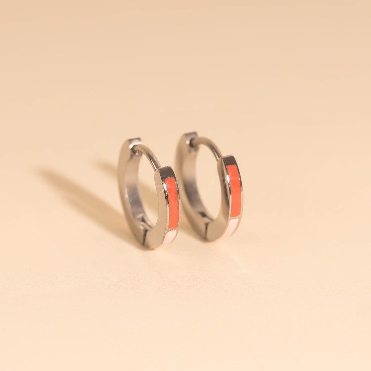 Split Color Huggie Hoop Earrings