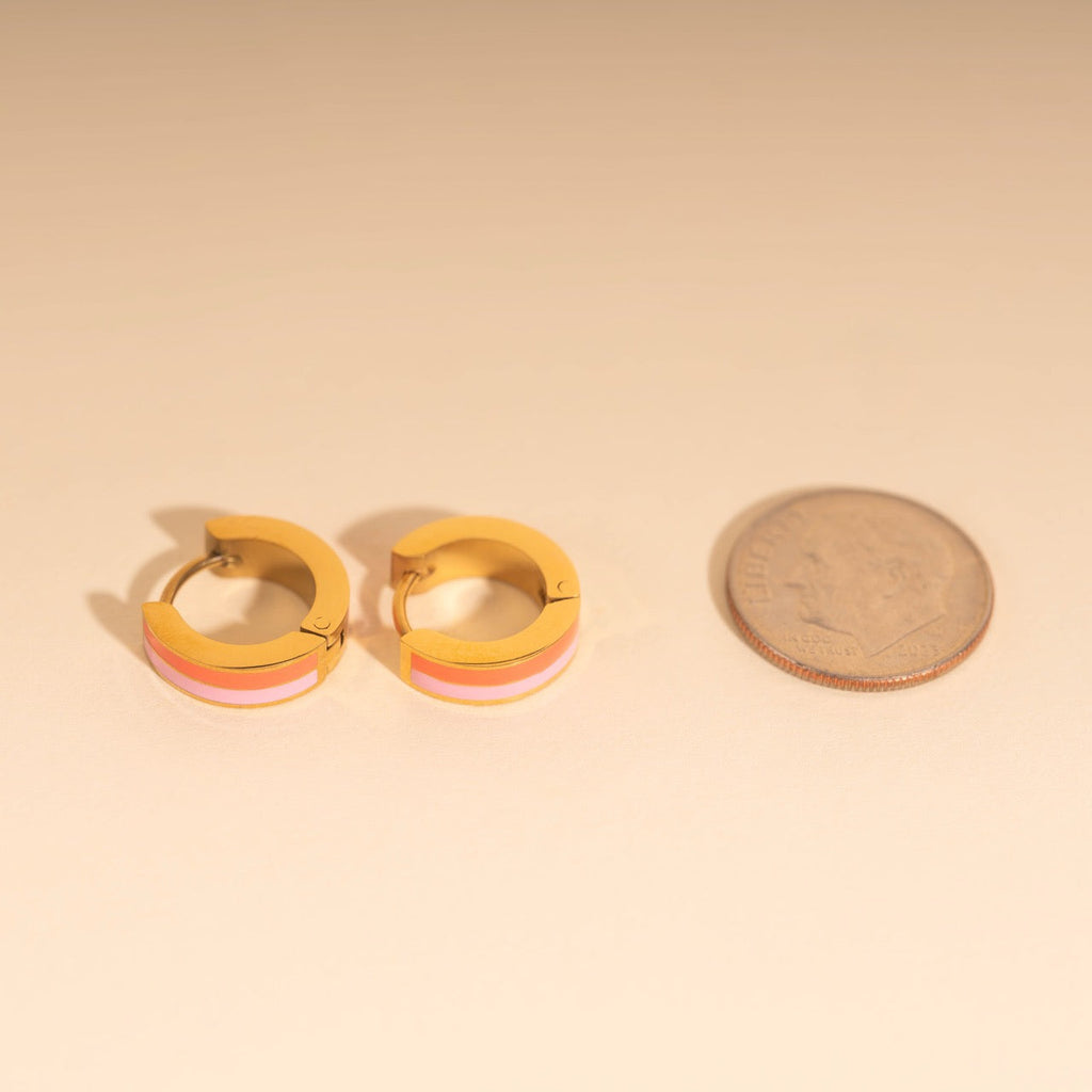 Striped Chunky Huggie Hoop Earrings