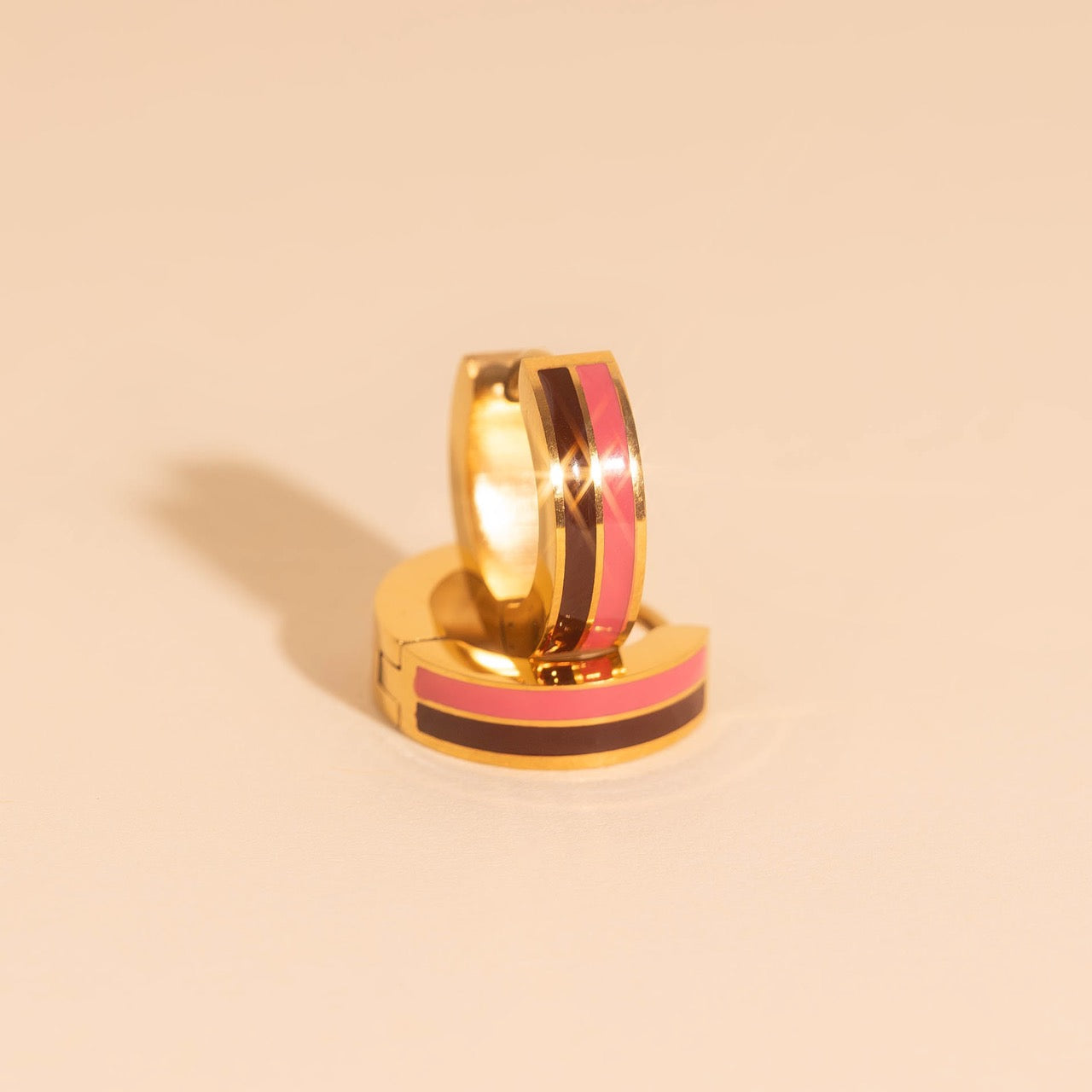 Striped Chunky Huggie Hoop Earrings