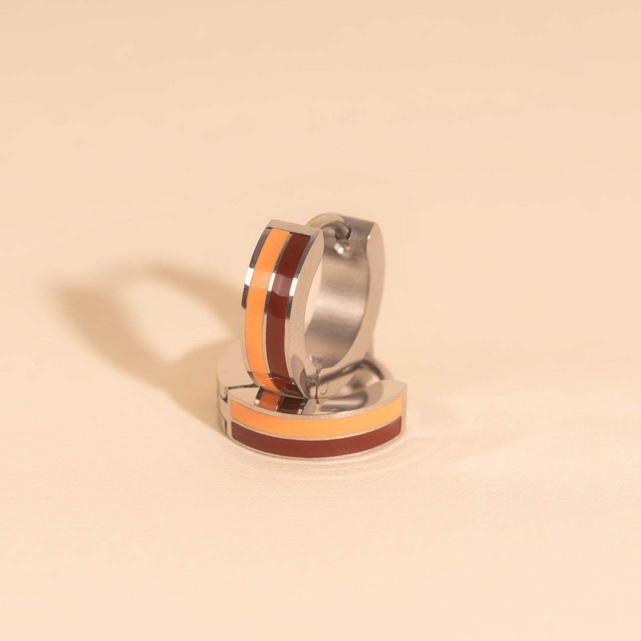 Striped Chunky Huggie Hoop Earrings