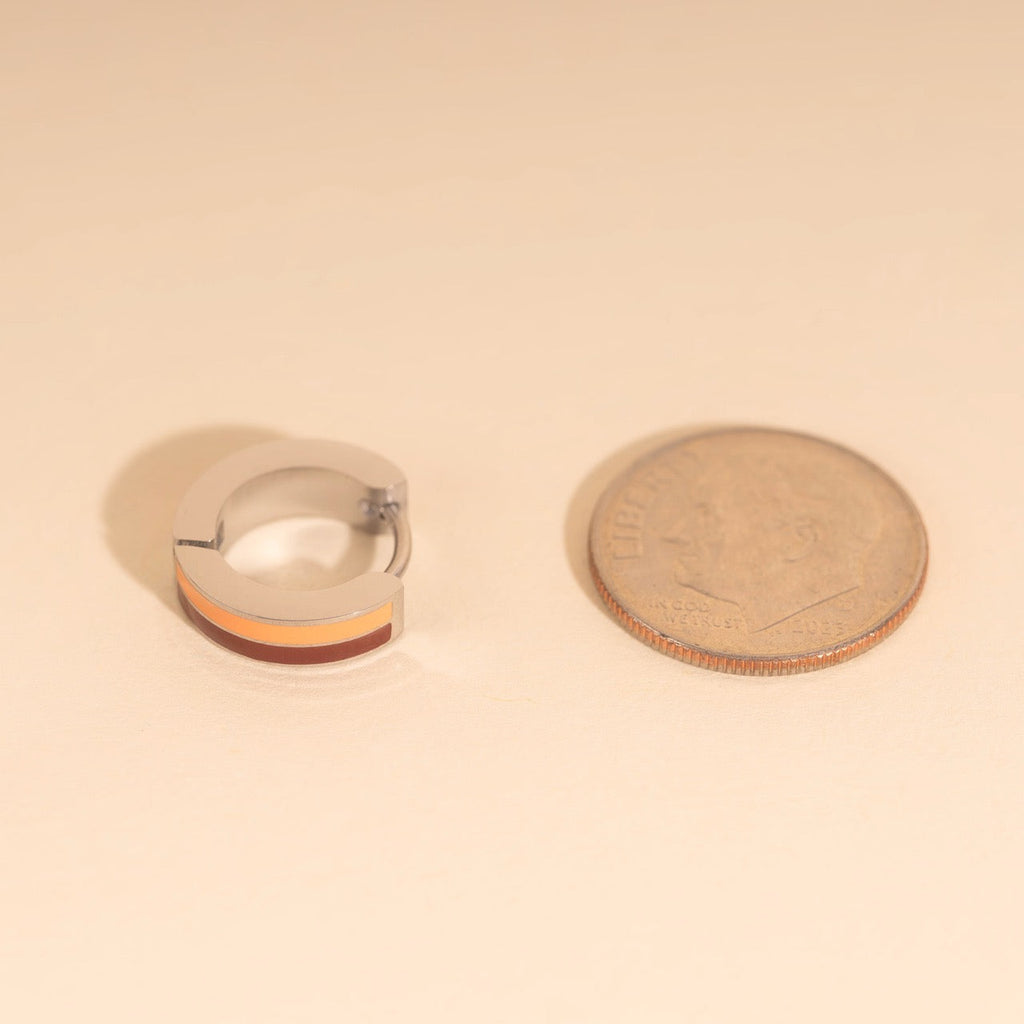 Striped Chunky Huggie Hoop Earrings