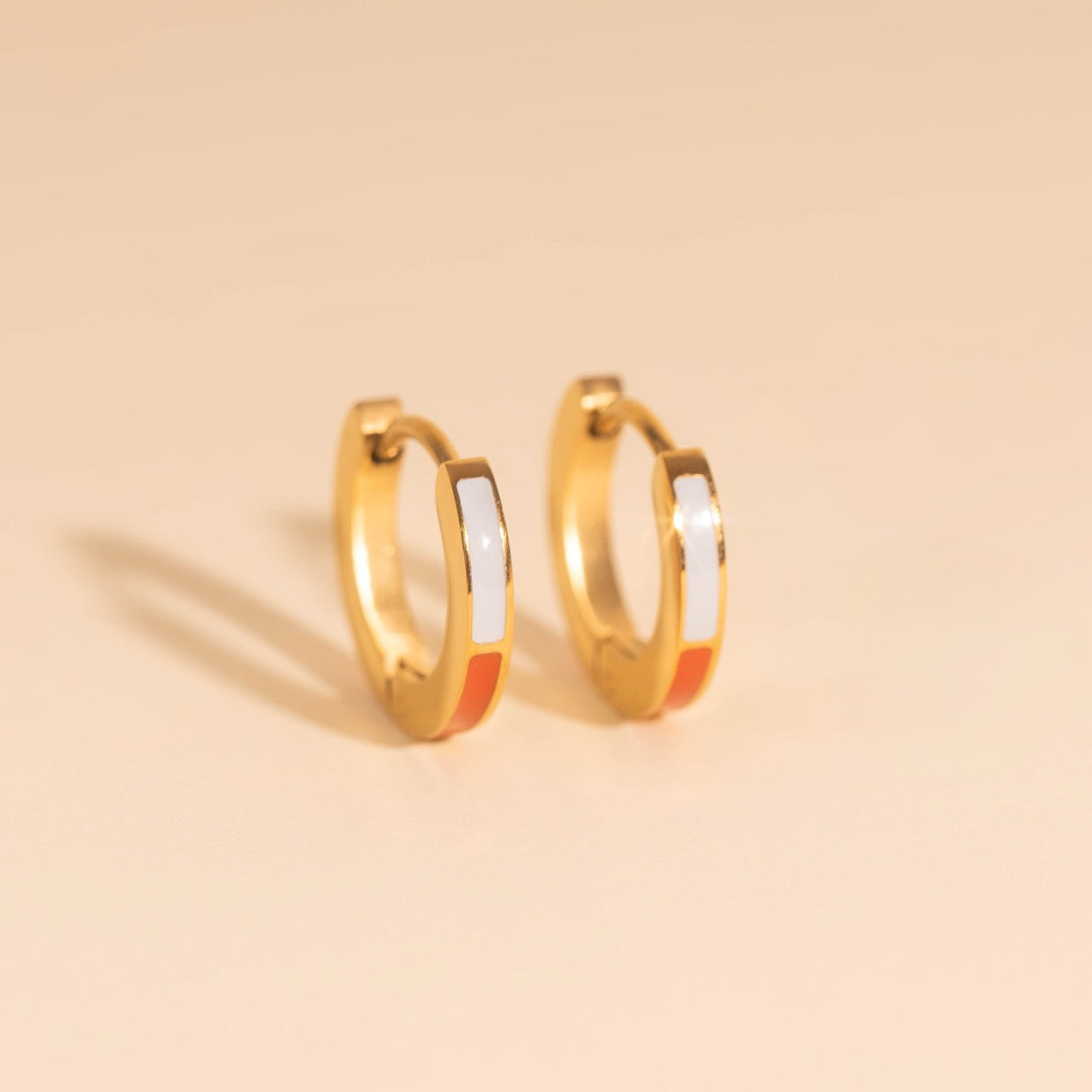 Split Color Huggie Hoop Earrings