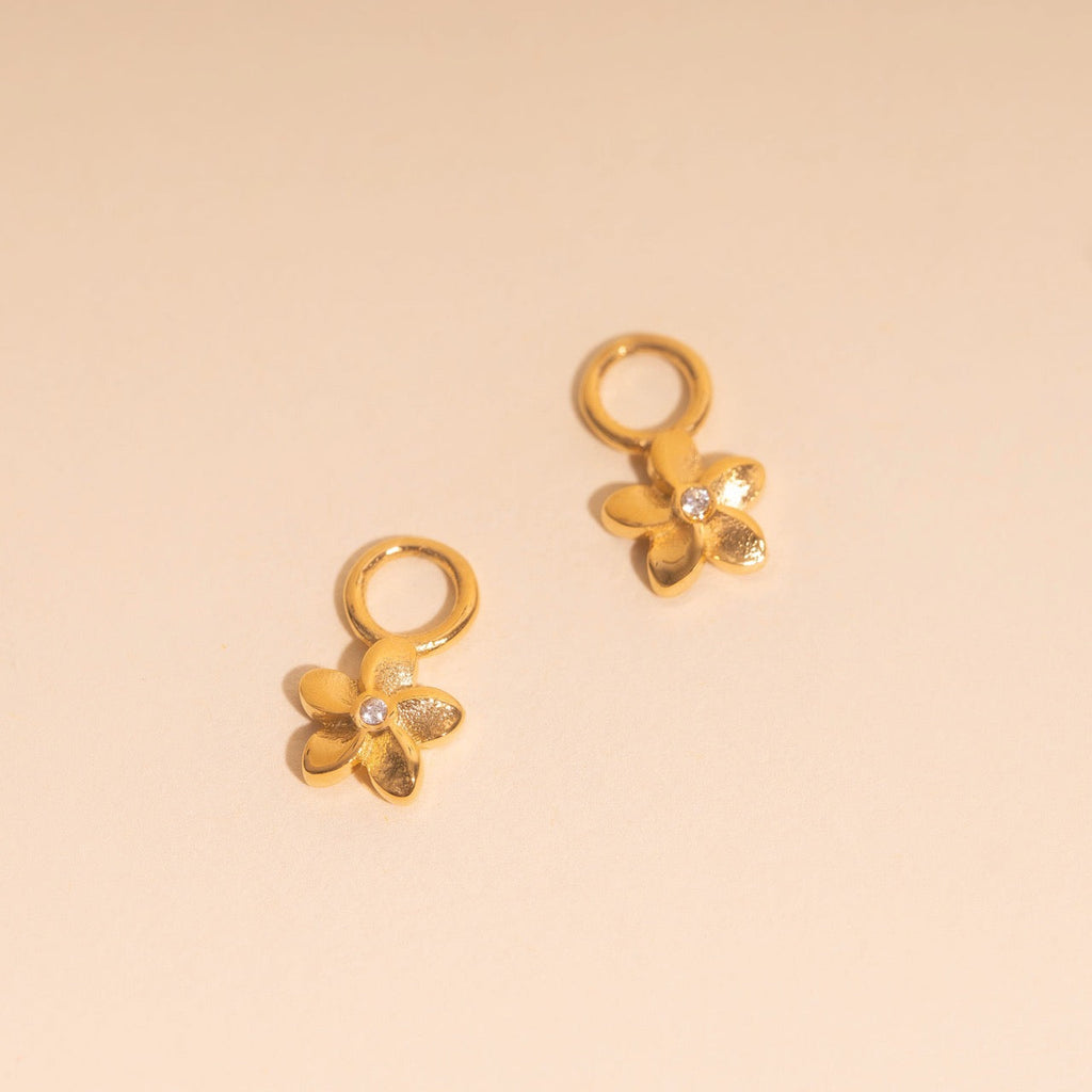 Plumeria Flower Huggie Hoop Charms