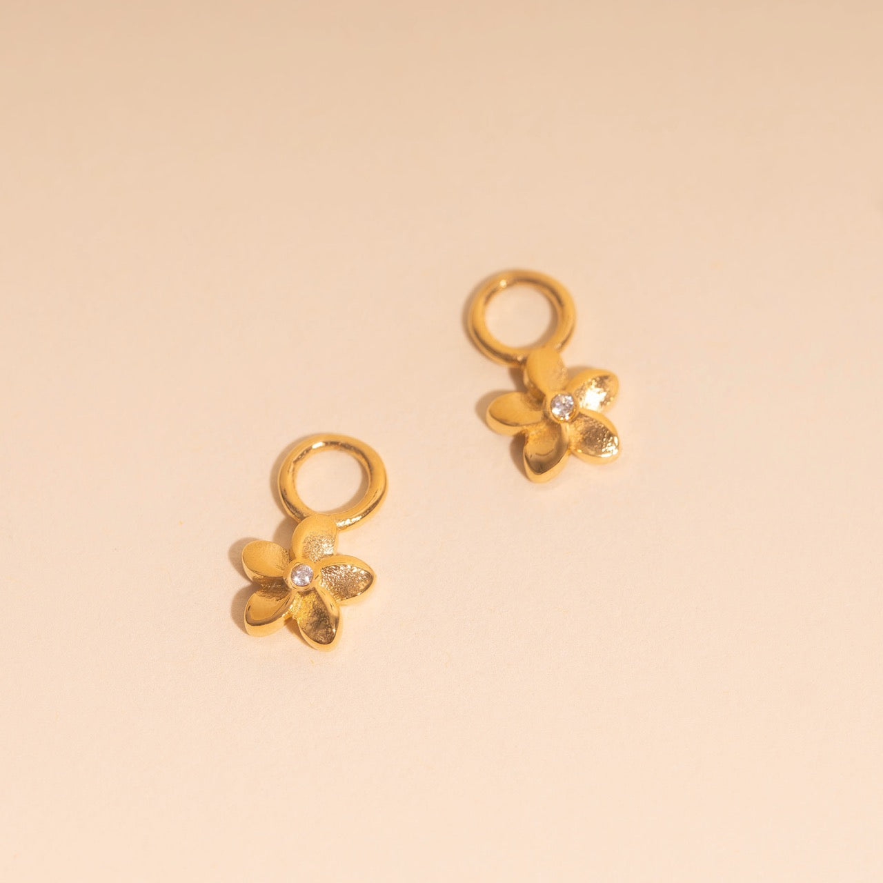 Plumeria Flower Huggie Hoop Charms