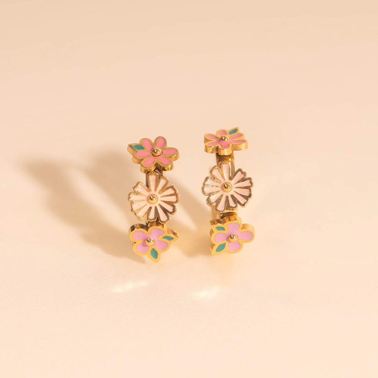 Bloom Trio 3D Huggie Hoop Earrings