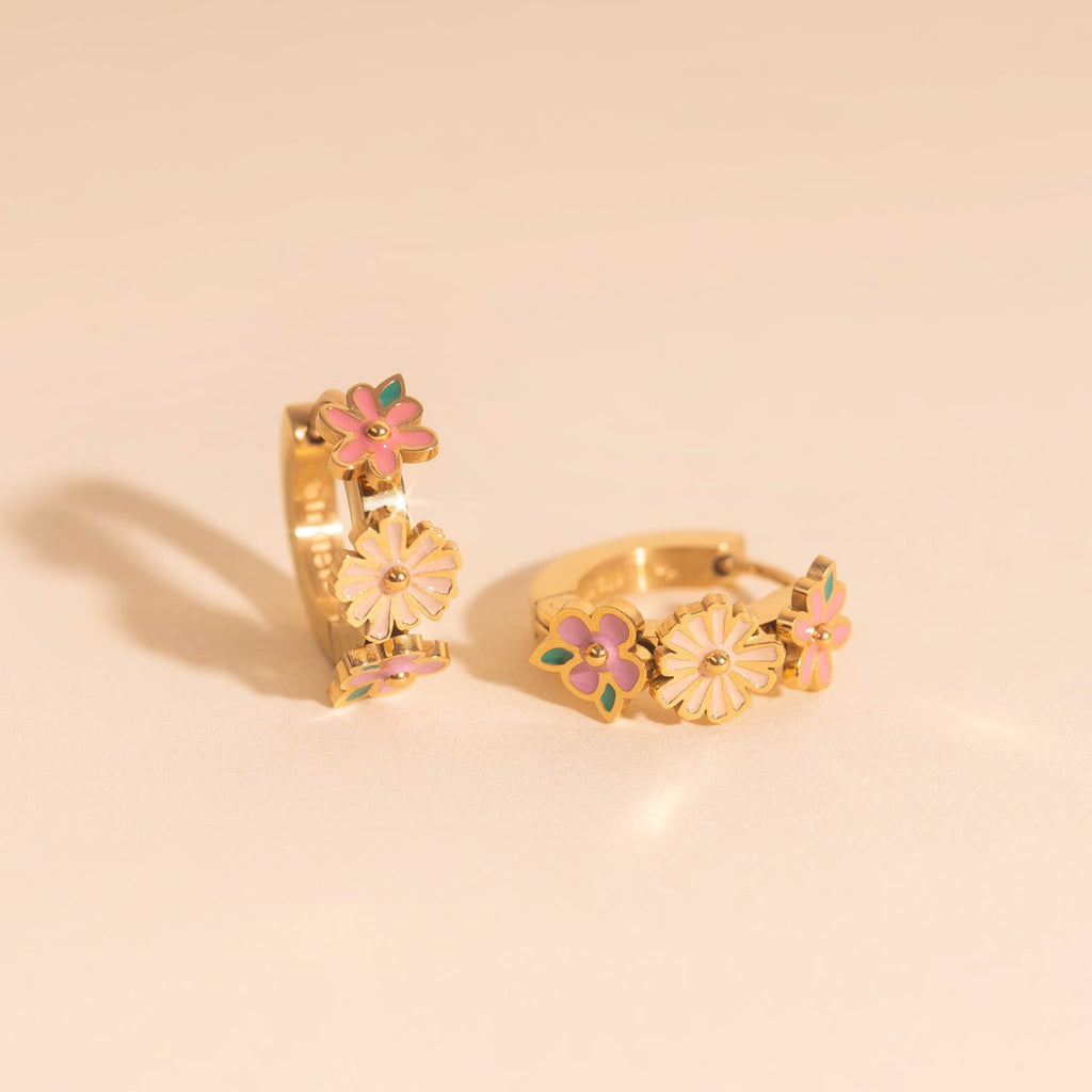 Bloom Trio 3D Huggie Hoop Earrings