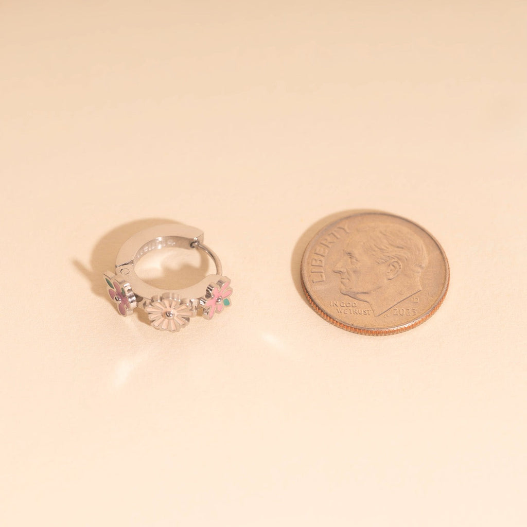 Bloom Trio 3D Huggie Hoop Earrings