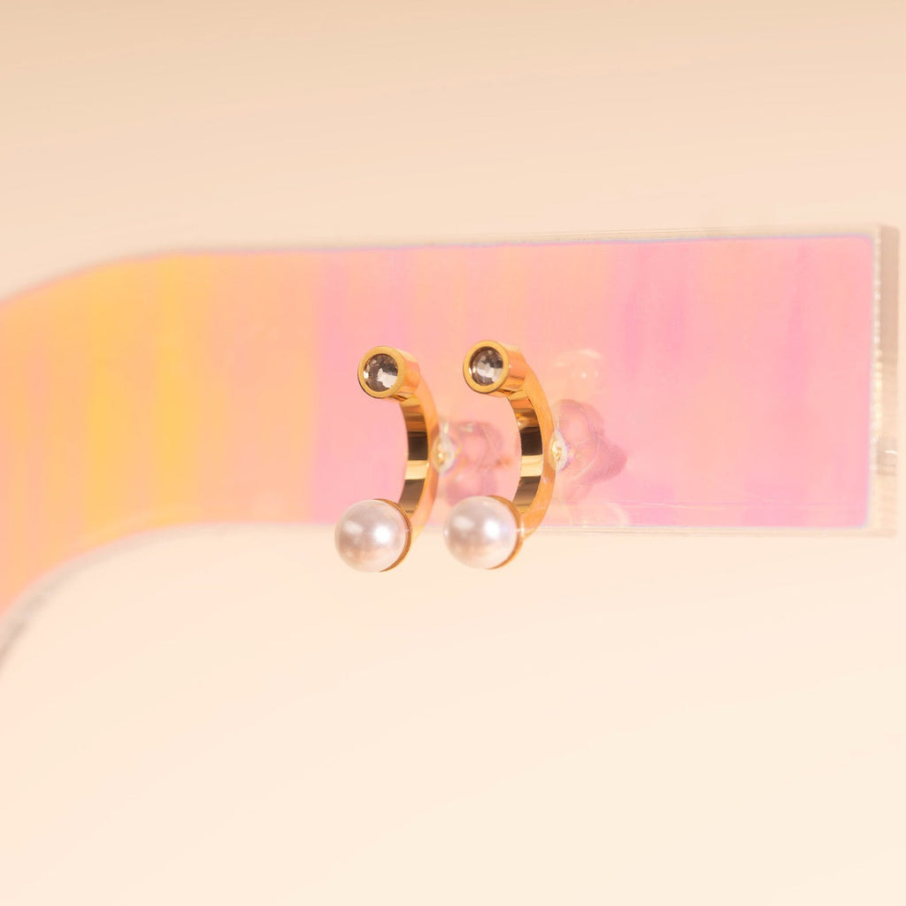 Arc and Pearl Stud Earrings