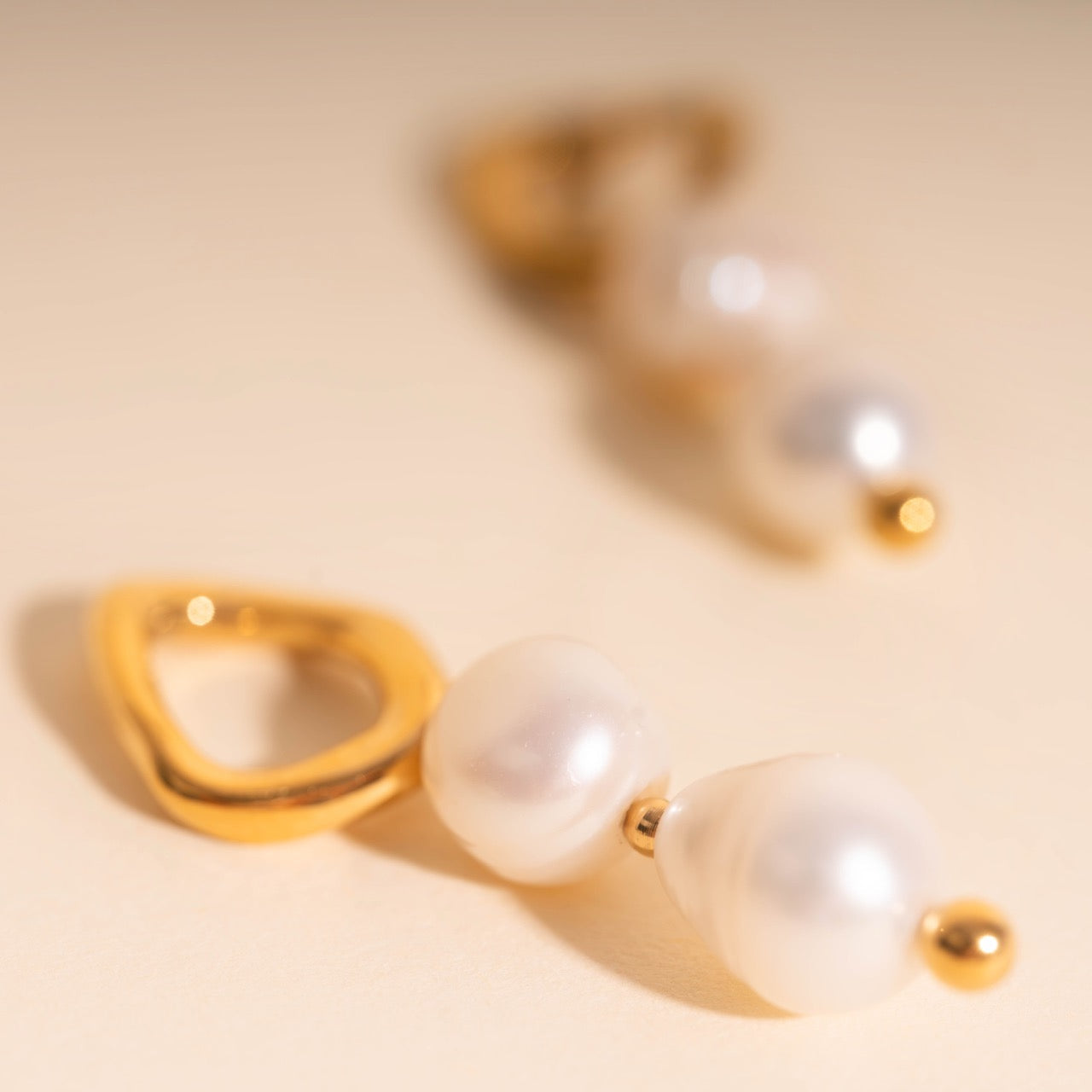 Ripple Pearl Huggie Hoop Charms
