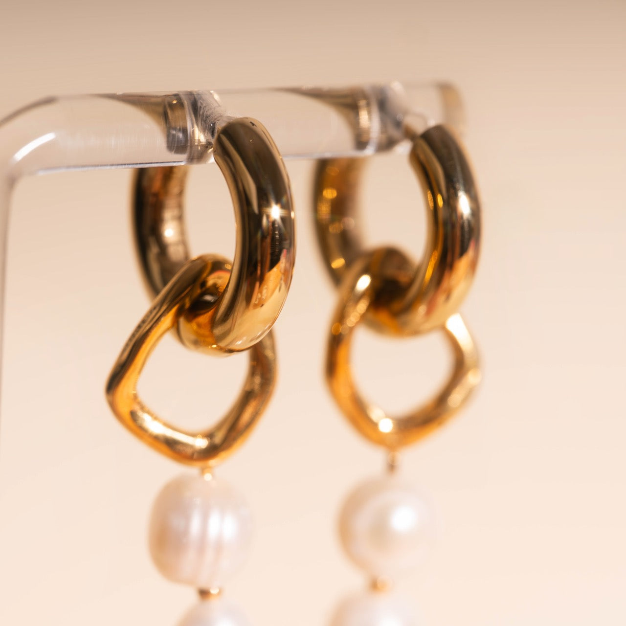 Ripple Pearl Huggie Hoop Charms