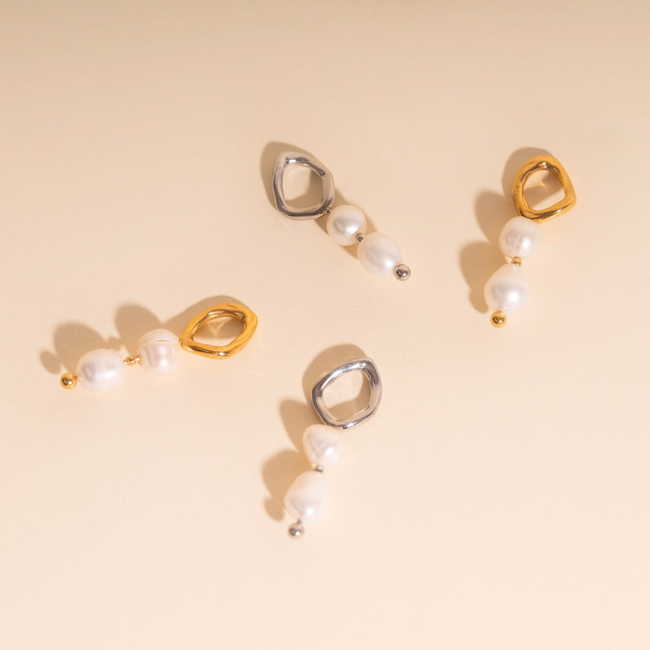 Ripple Pearl Huggie Hoop Charms