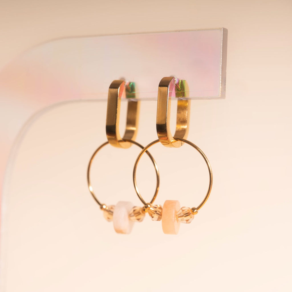 Blush Trio Huggie Hoop Charms