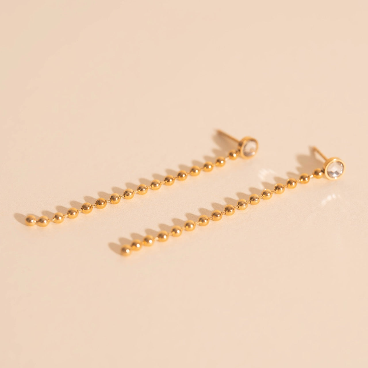 Crystal Bead Chain Stud Earrings