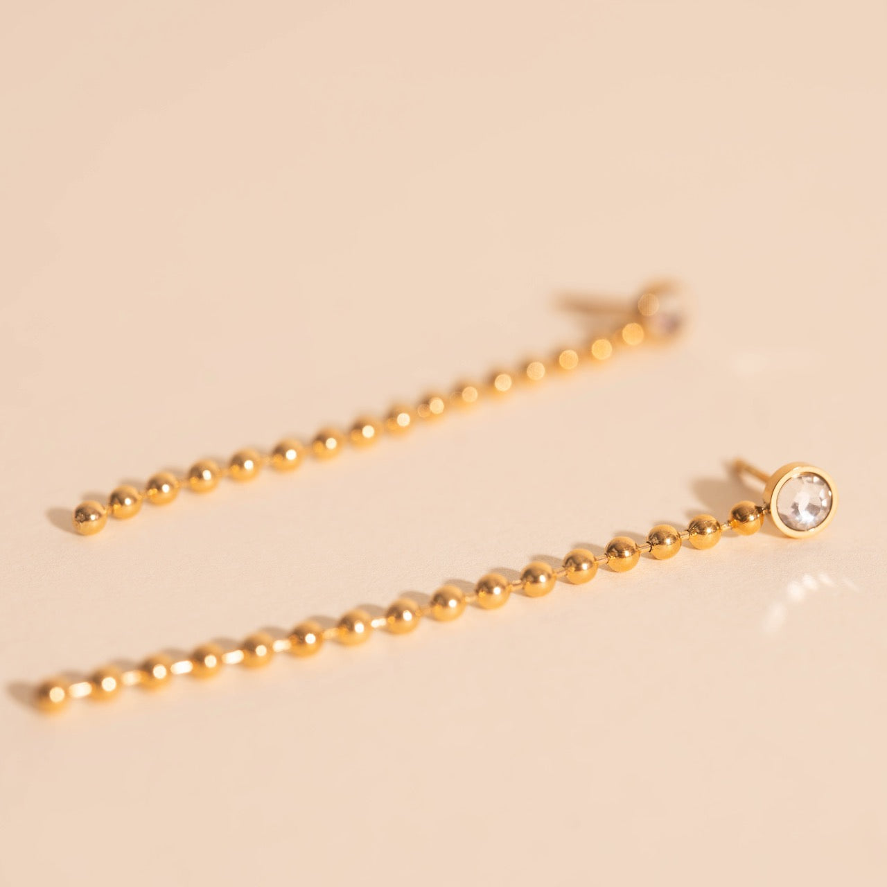 Crystal Bead Chain Stud Earrings