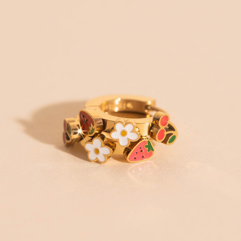 Berry Sweet 3D Huggie Hoop Earrings