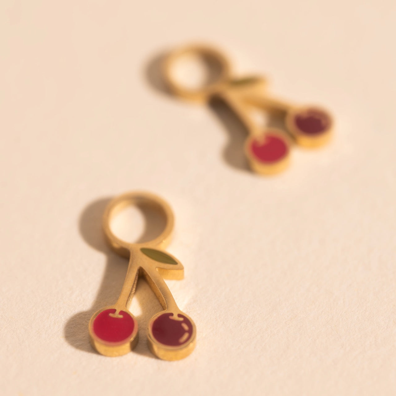 Mini Cherry Huggie Hoop Charms