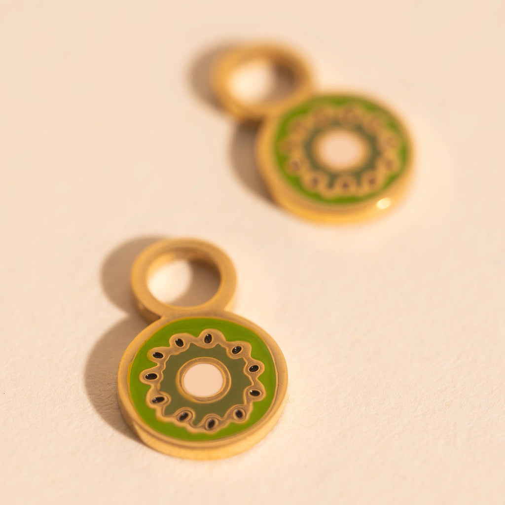 Mini Kiwi Huggie Hoop Charms