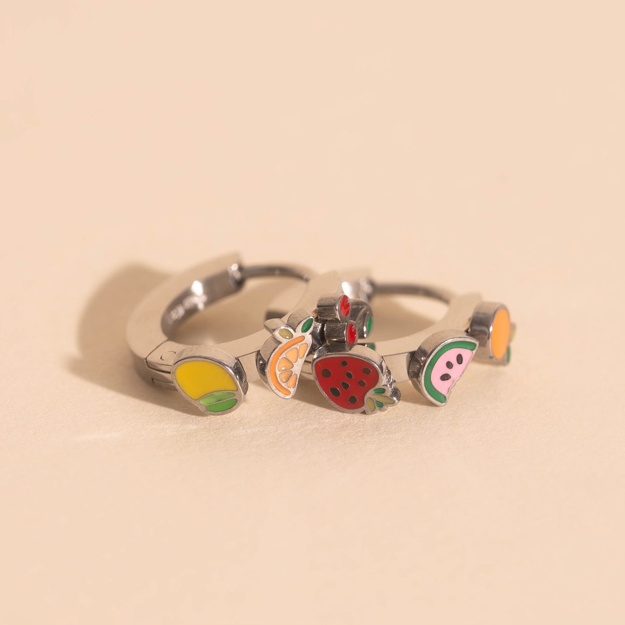 Fruit Loop 3D Huggie Hoop Earrings