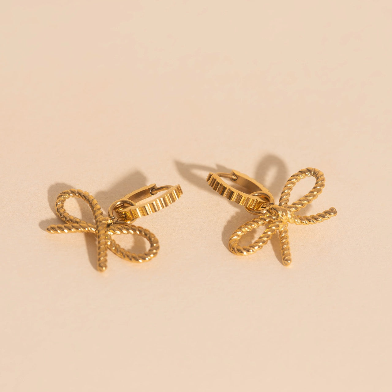 Rope Bow Huggie Hoop Charms