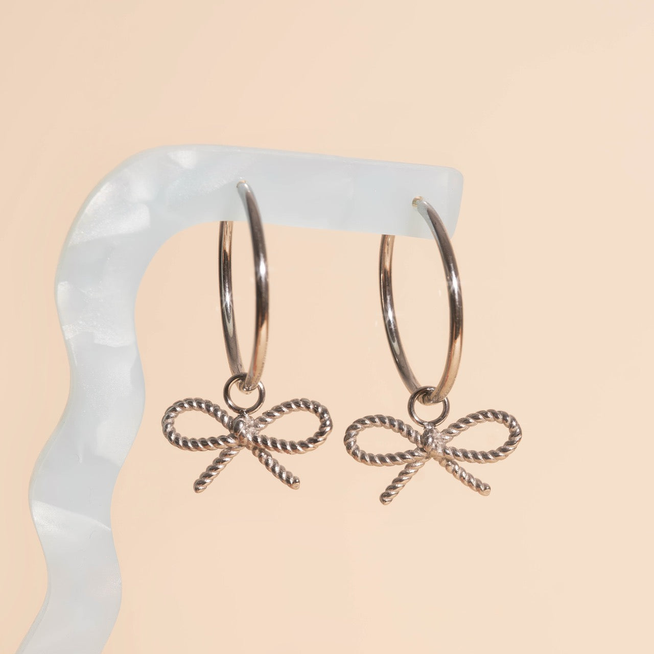 Rope Bow Huggie Hoop Charms