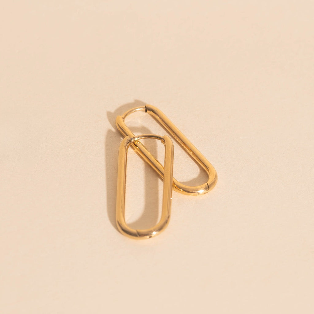 Thinny Rectangle Rounded Huggie Hoop Earrings