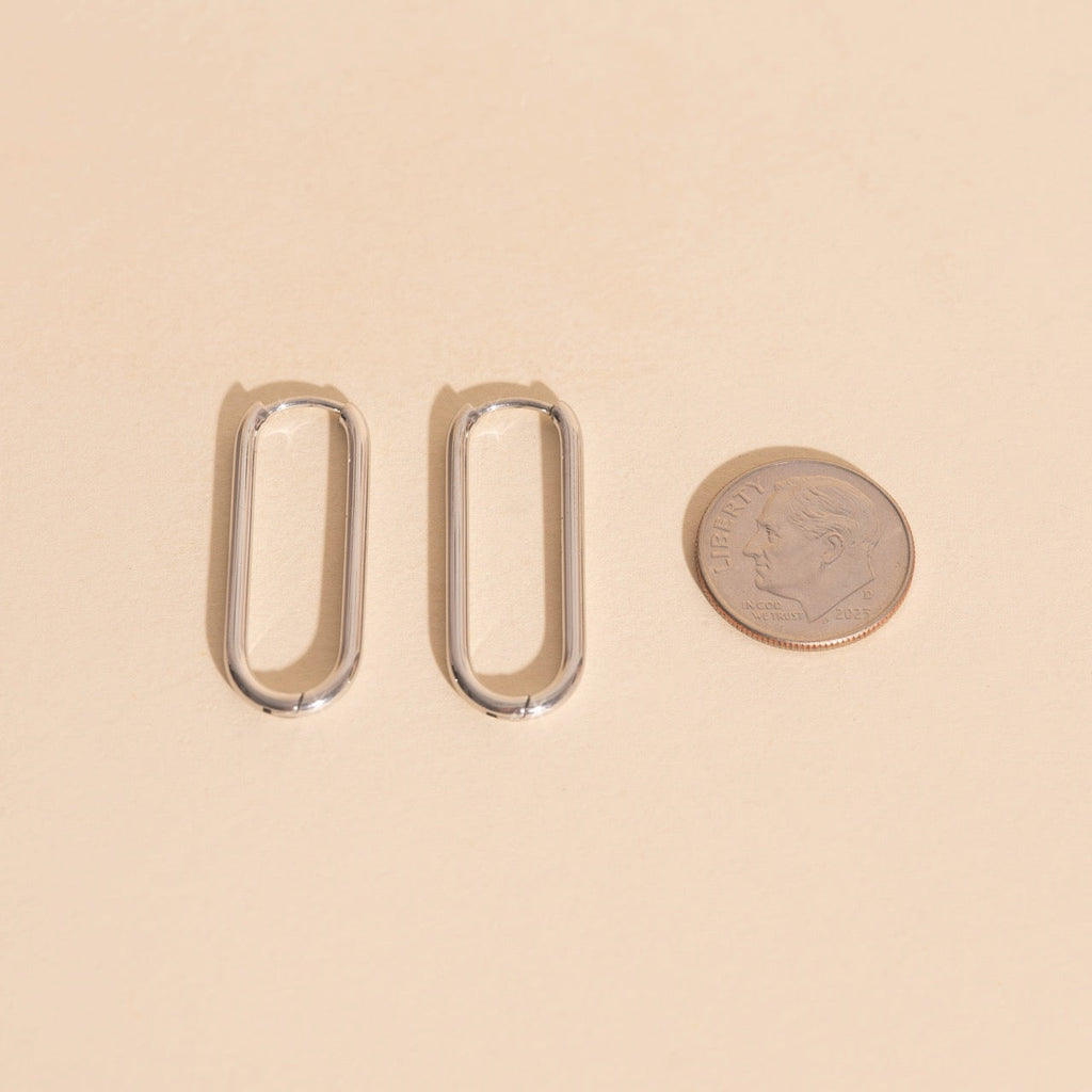 Thinny Rectangle Rounded Huggie Hoop Earrings