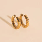 Hammered Chunky Rounded Huggie Hoop Earrings by Oh Clementine