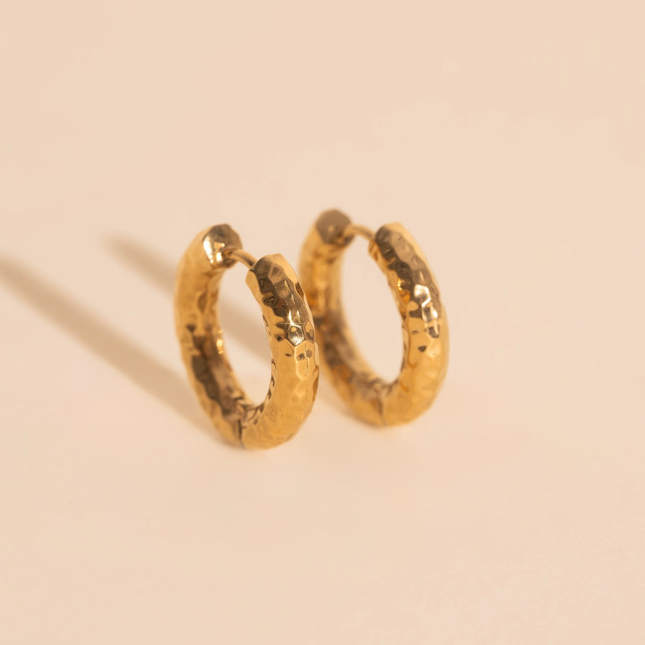 Hammered Chunky Rounded Huggie Hoop Earrings by Oh Clementine