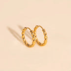 Twisted Rope Rounded Huggie Hoop Earrings by Oh Clementine