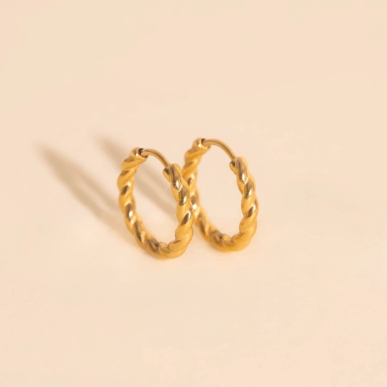 Twisted Rope Rounded Huggie Hoop Earrings by Oh Clementine