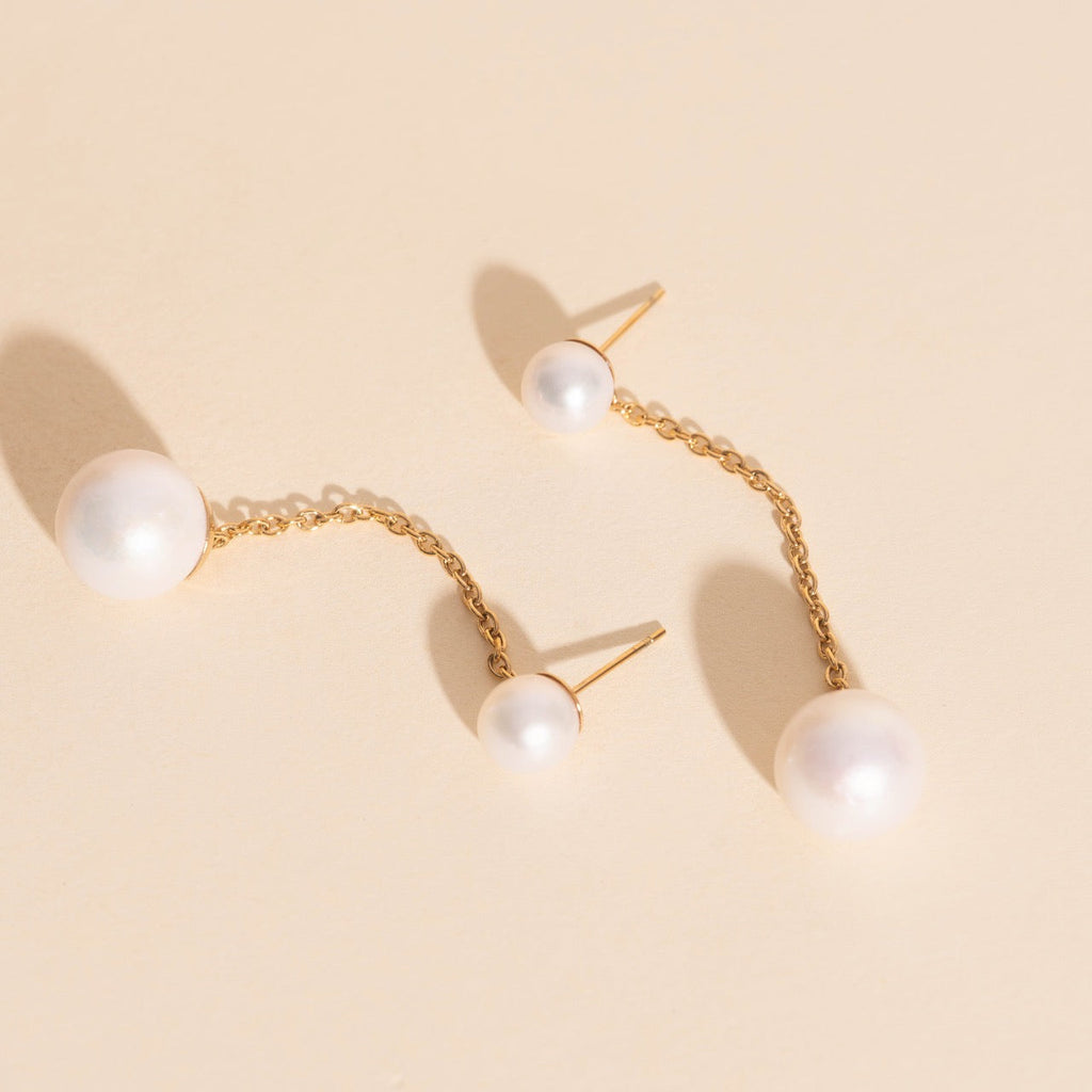 Pearl Line Stud Earrings