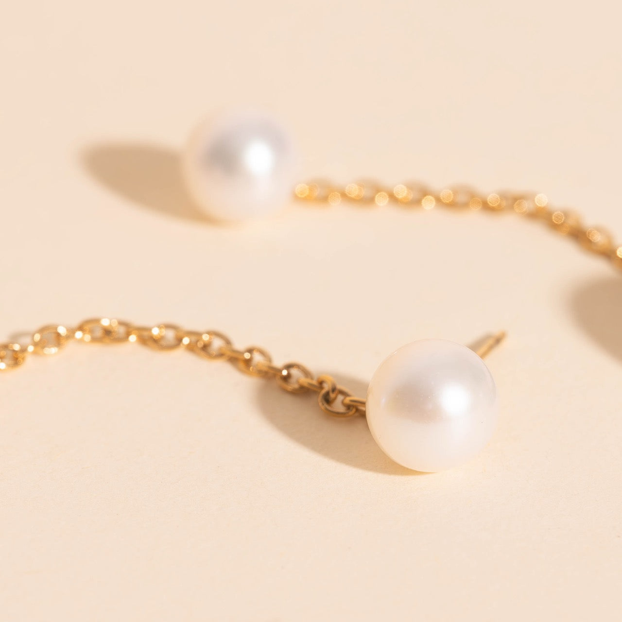 Pearl Line Stud Earrings
