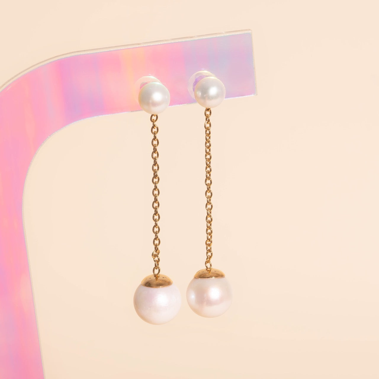 Pearl Line Stud Earrings