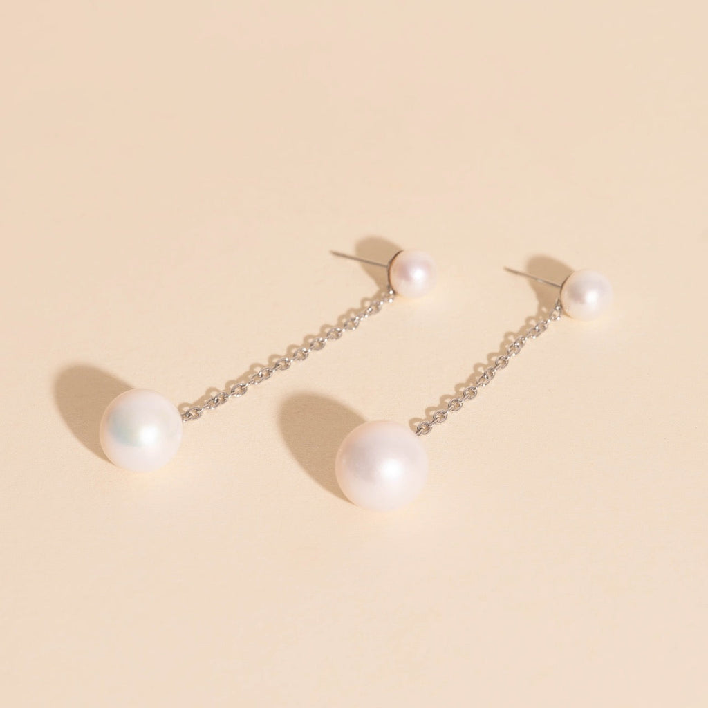 Pearl Line Stud Earrings
